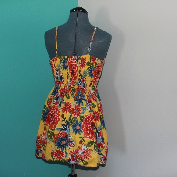 Tropical Summer Mini Dress Yellow Xhilaration - Picture 2 of 5